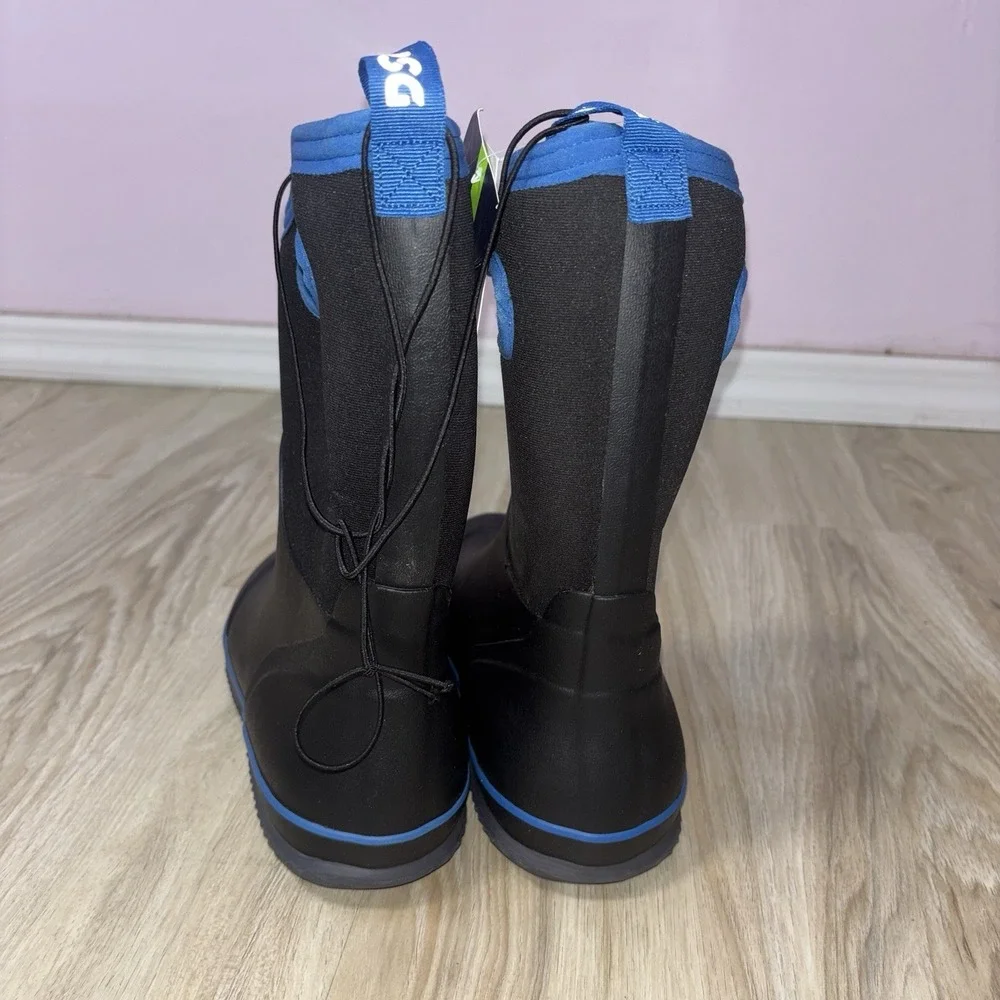 DSG Rubber Rain Boots Neoprene Lined Waterproof Black Blue Size 5 NWT